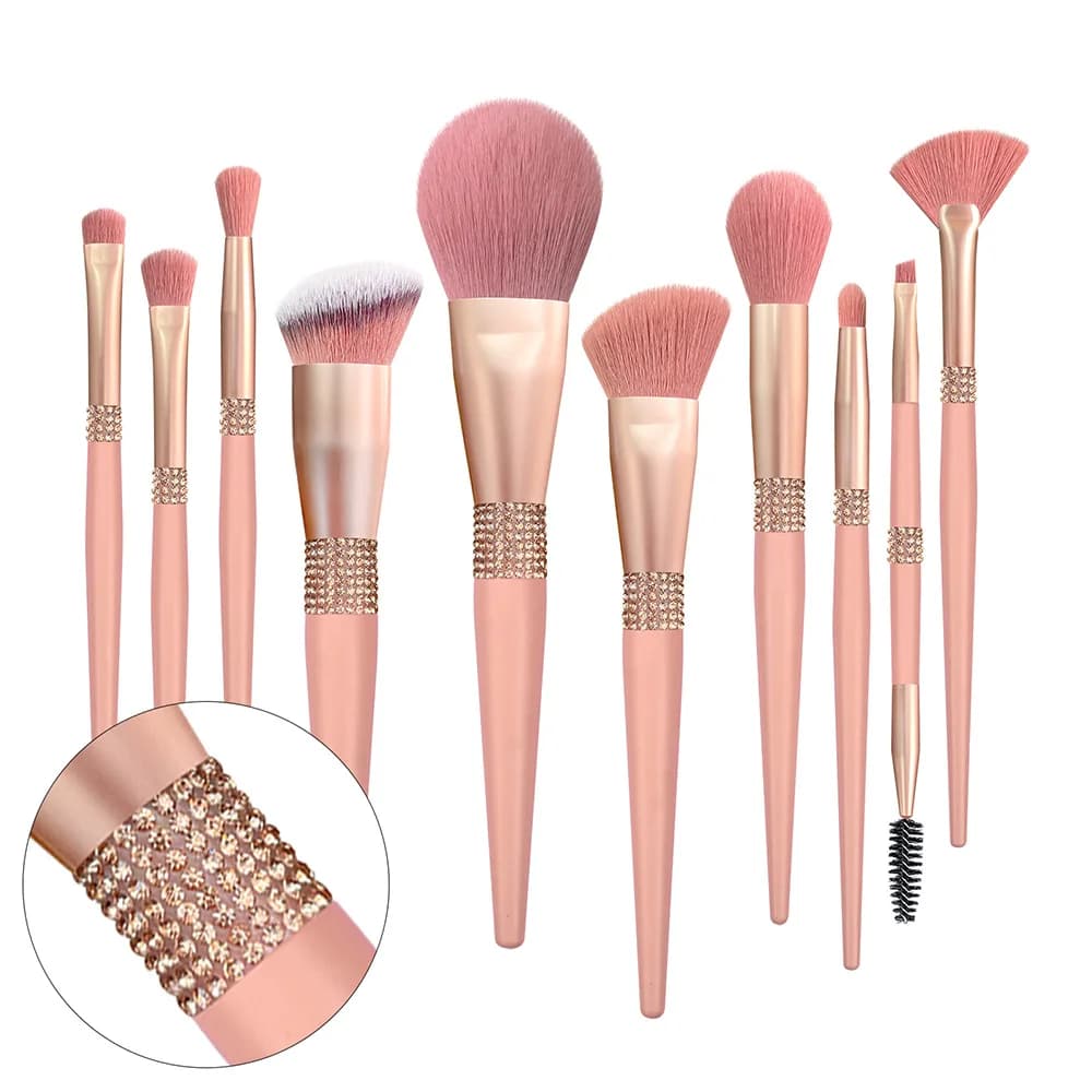 Pennello per trucco singolo Stampa Logo Lusso Rosa Vegan Cruelty Free Logo personalizzato Pennelli per trucco occhi in polvere per fard in fibra sintetica 20 pezzi