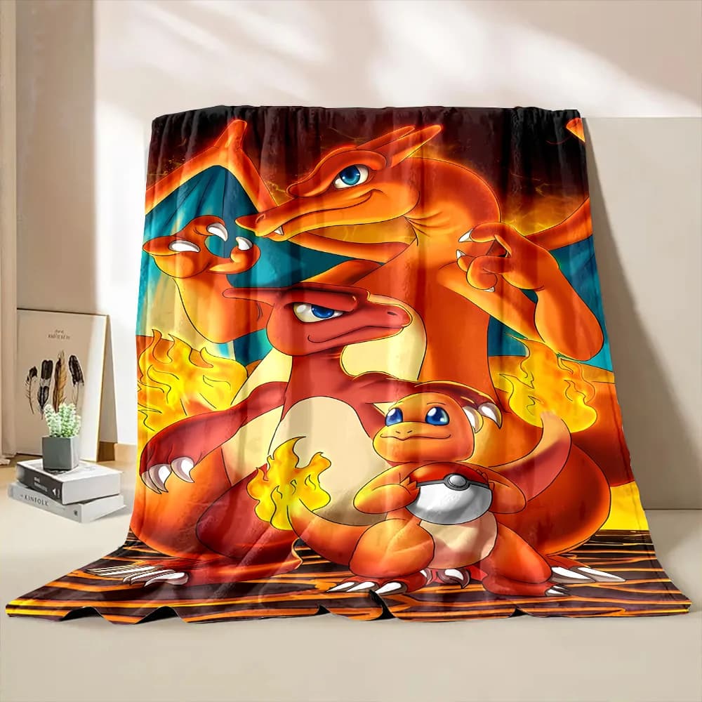 Coperta Morbida e Sottile per Campeggio e Divano con Personaggio Anime Giapponese Pokemon Charizard, Regalo per Bambini