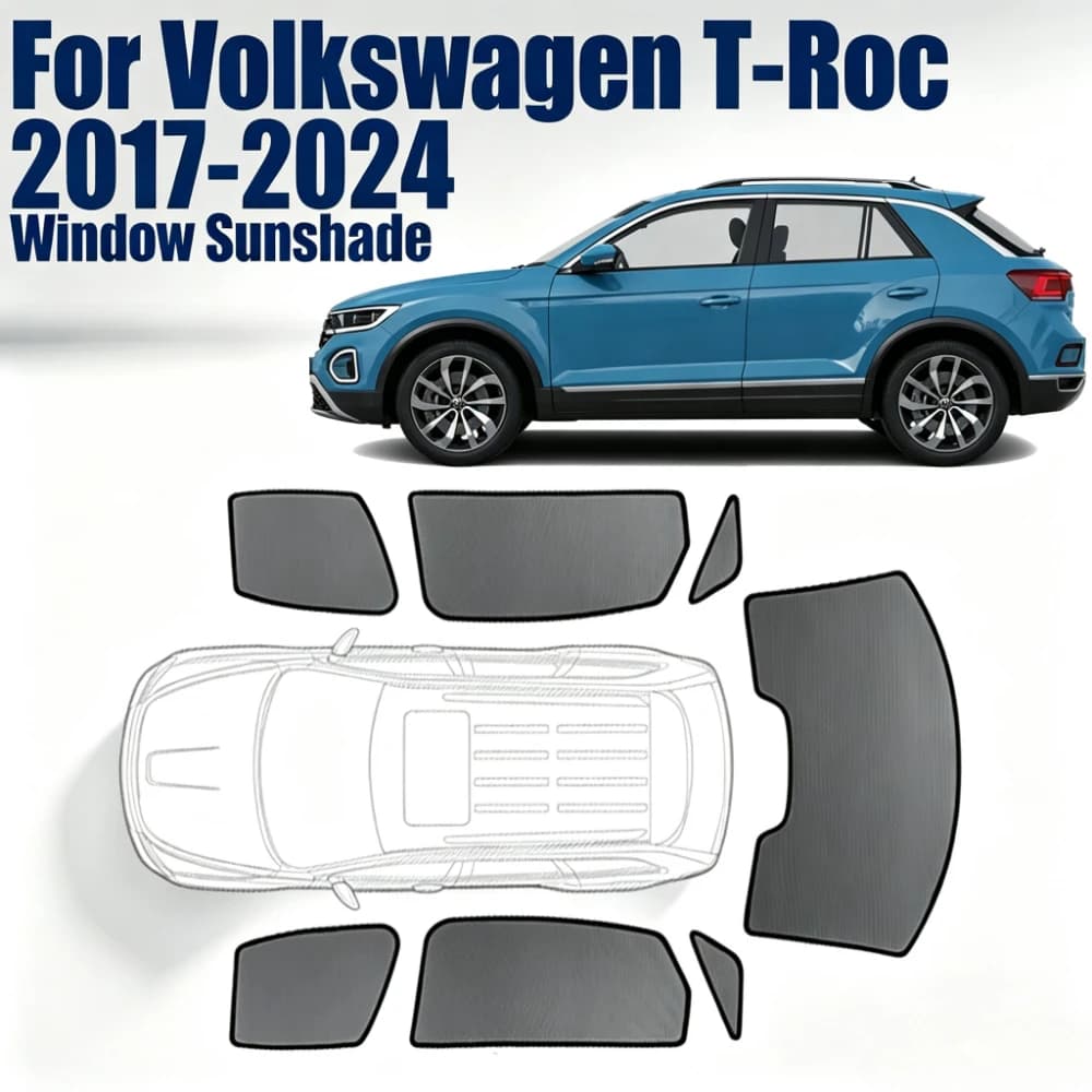 For Volkswagen T-Roc 2017 - 2024 2020 2022 Custom Magnetic Car Window Sunshade Curtain Mesh Front Windshield Frame Curtain