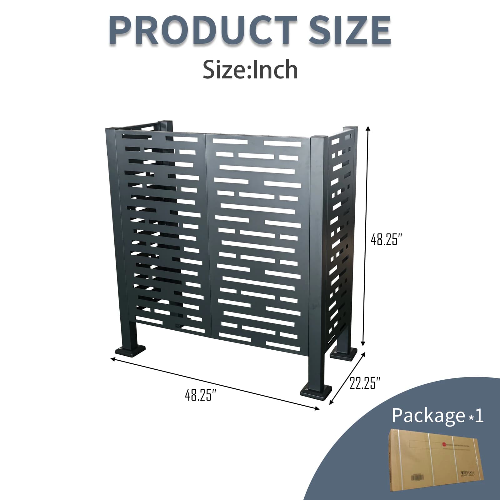 4x2 Ft Air Conditioner Fence Outdoor Unit Metal Privacy Screen Cover Concealer for AC Units