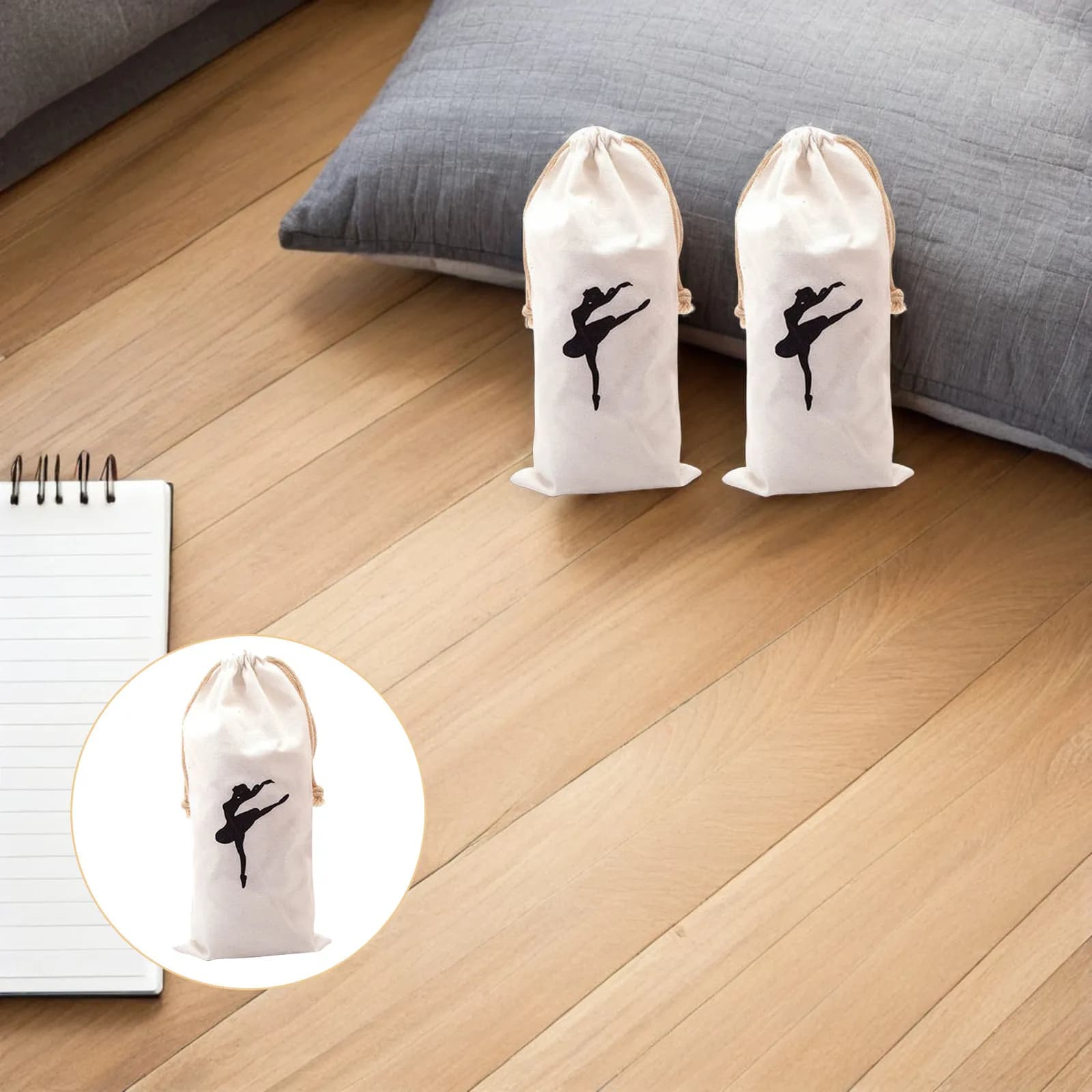 2 Pezzi Borsa Porta Scarpe da Danza Classica con Coulisse, Traspirante e Multifunzione, per Ragazze