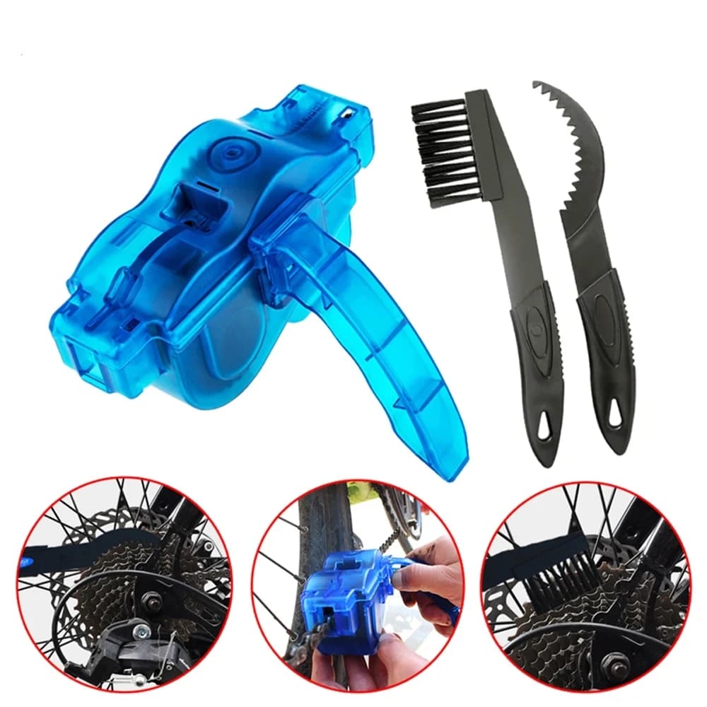 Set di Spazzole 3D per Pulizia Catena Bicicletta, Strumento di Lavaggio e Protezione per Catene MTB, Accessori per Ciclismo in Montagna