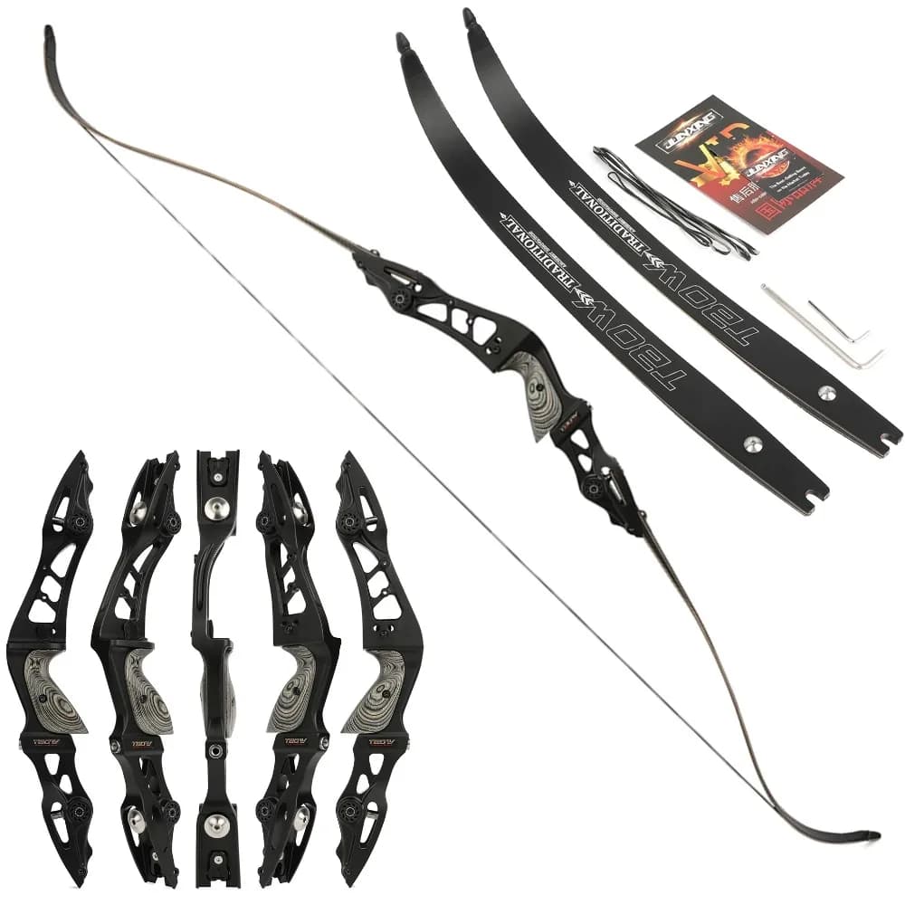 25-60lbs ILF Arco ricurvo Tiro con l'arco 62 pollici Arco CNC Maniglia Takedown Arco diviso Caccia a destra Tiro da competizione Bersaglio