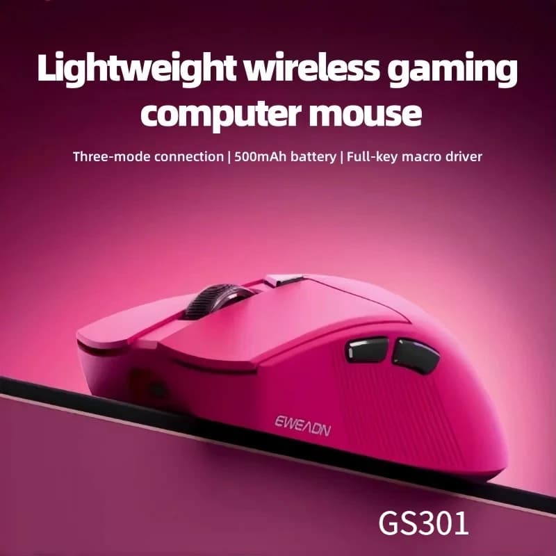 EWEADN GS01 Mouse da gioco wireless tri-modale - 500 mAh leggero 12800 DPI ergonomico per ufficio e-sport FPS CSGO MOBA PC portatile