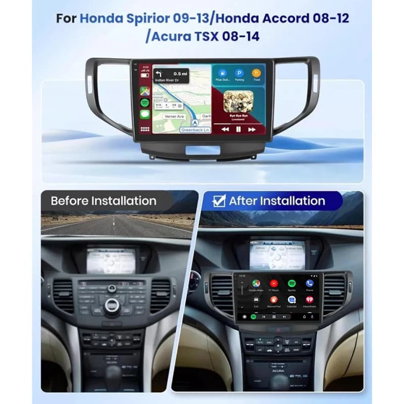 Autoradio 9 Pollici per Acura TSX 2009-2014 con Apple Carplay, Android 15, Navigazione Wireless WIFI e Sistema Intelligente