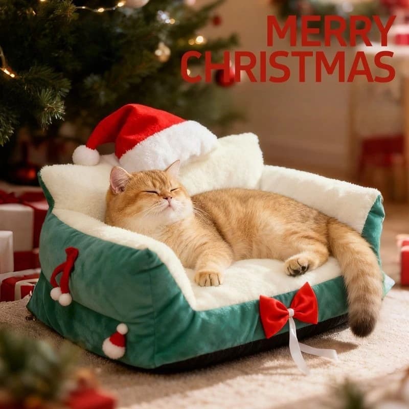 Letto per animali domestici di Natale Inverno caldo pile di agnello Letto per gatti Letto per cani Peluche Impastare Anti freddo Comodo divano per animali lavabile staccabile