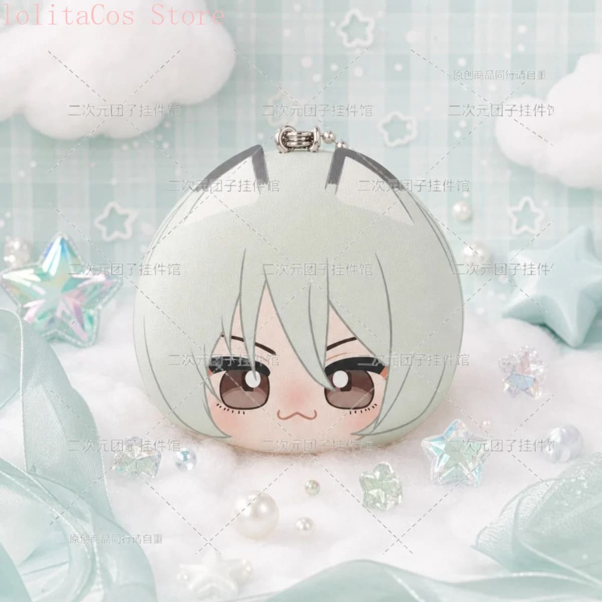 Chainsmoker Cat Yani Neko Satou Yuko Q-version Plush Doll Figure Cotton Ball Keychain Fluffy Pendant Birthday Gift Xmas Cosplay