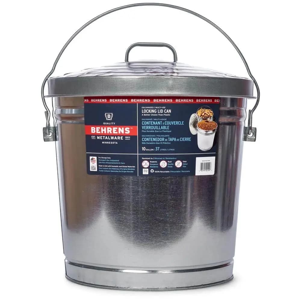 Pattumiera in metallo multicolore da 10 galloni con coperchio per cucina, patio esterno, campeggio