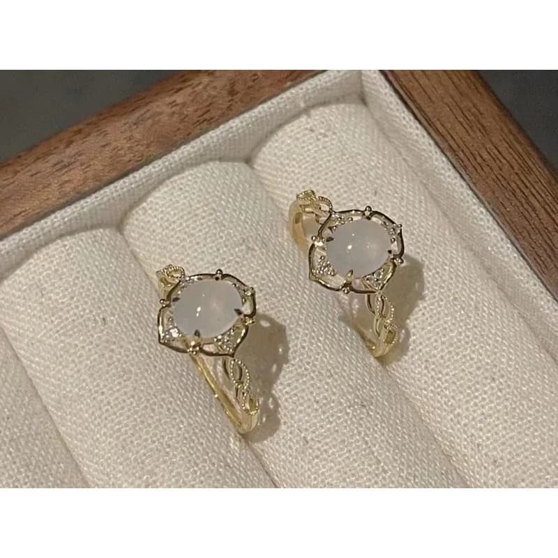 Internet Celebrity Direct transmission Hot sale New high-end romantic open ring with moonstone Female soft woven cable ring