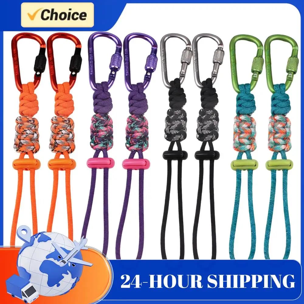 2pcs Water Bottle Holder with Carabiner Clip Hand-Woven Water Bottle Lanyard Backpack Accessories for Men Women Travel Fishing
