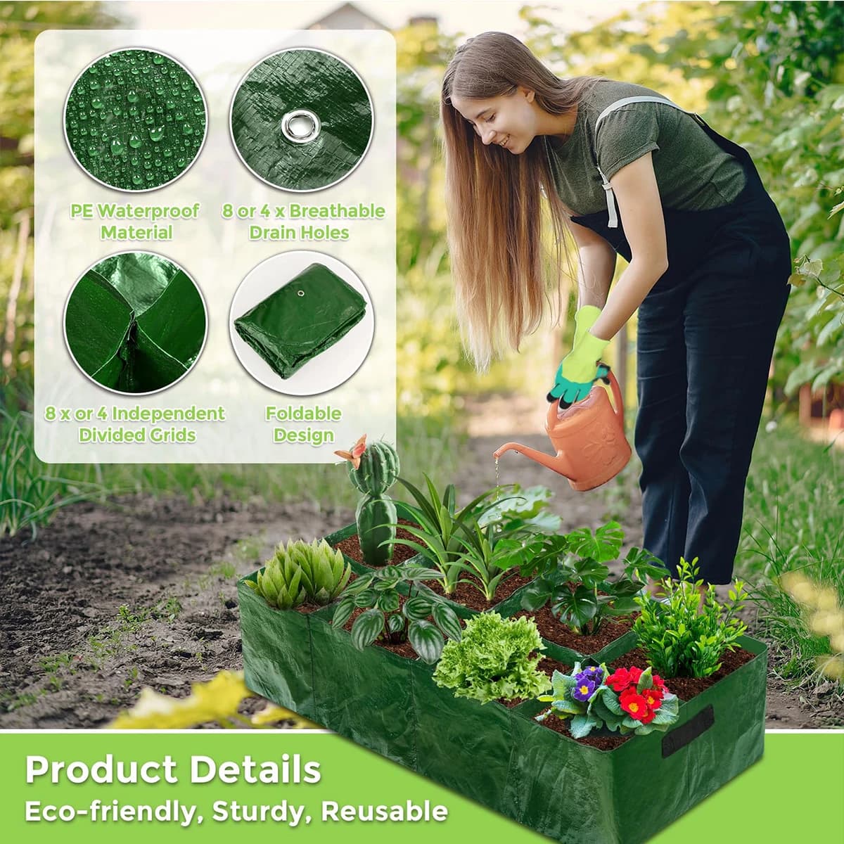 4/8 Griglie Borsa per Piantare Accessori per la Coltivazione del Giardino Crescere Sacchetti per Interni per Piante Vaso da Fiori Vasi per Composte Patate Verdure