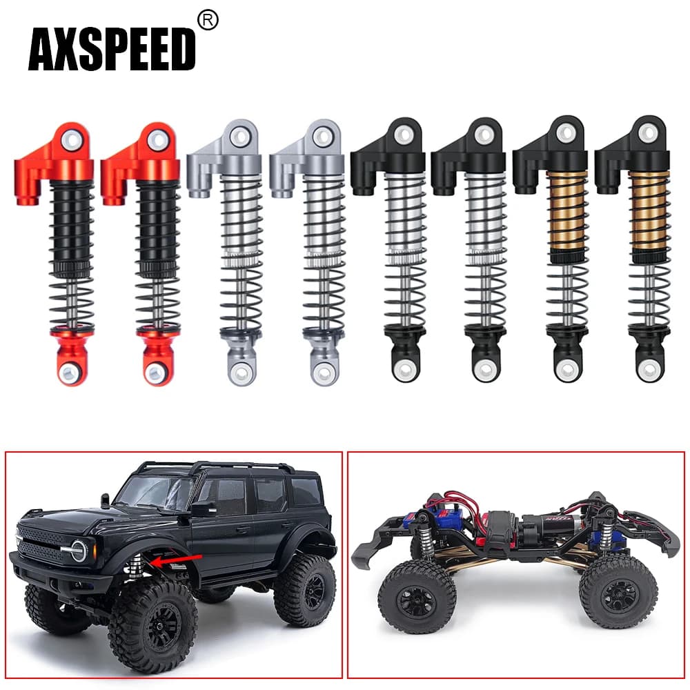 AXSPEED 4 pezzi in metallo 56mm ammortizzatore olio anteriore e posteriore per TRX-4M Bronco Defender 1/18 RC Crawler parti del modello di auto