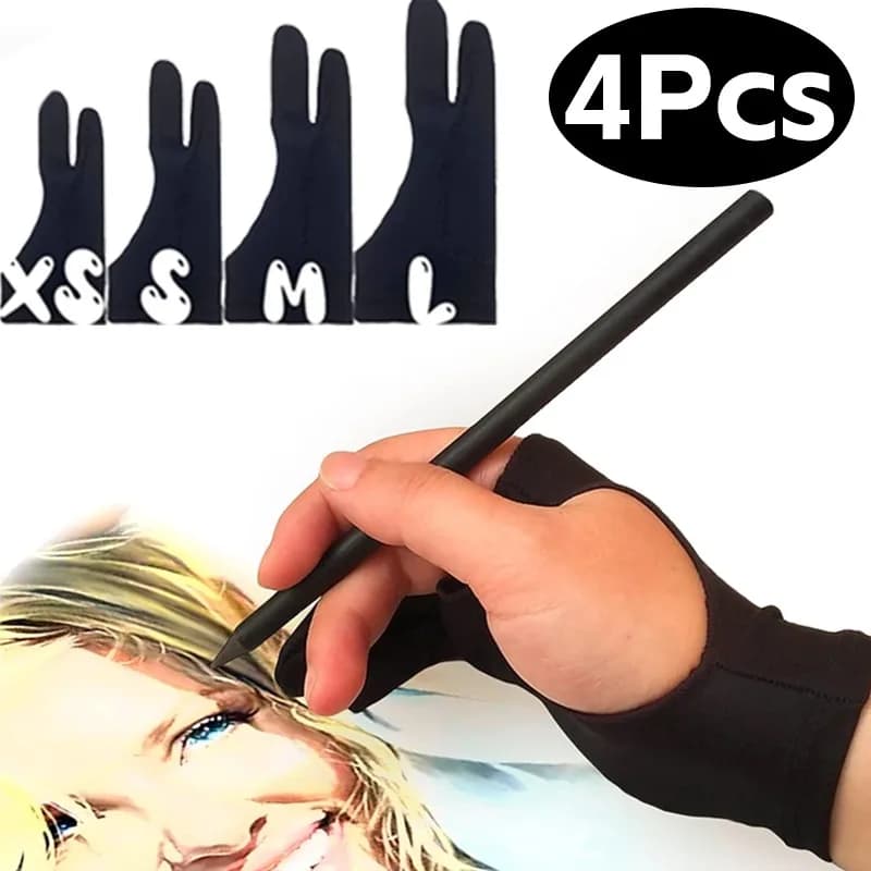 4-1PcDrawing Guanto Anti-touch Guanto a due dita per IPad Grafica Disegno Tablet Scheda schermo Guanto anti-fouling mano destra sinistra