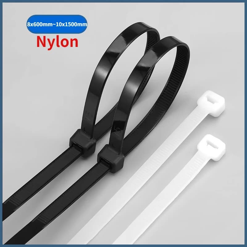 8x600mm-10x1500mm Fascetta di fissaggio in nylon di plastica autobloccante Fascetta per cavi Set Fascetta per cavi Anello di fissaggio Zip Avvolge Fascetta per cinghia