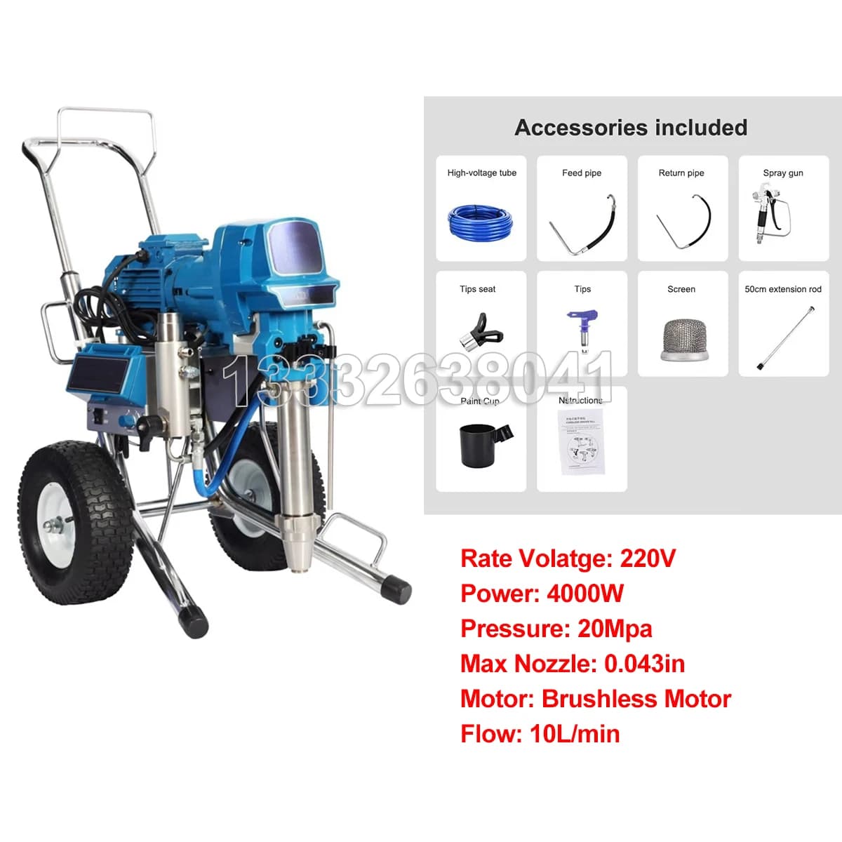 8900 Electric Airless Paint Sprayer Airless Spray Painting Machine For Epoxy Flooring Die Oil Spray Putty Plaster Spray