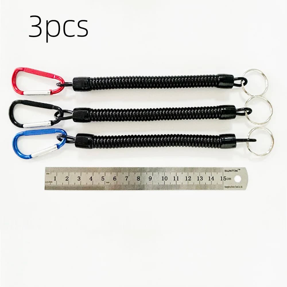 3 pezzi di corda perduta da pesca tattica telescopica a molla corda elastica fibbia da campeggio anti perdita portachiavi per telefono cellulare corda da pesca
