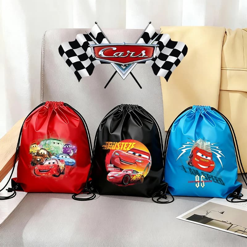car Drawstring Bag Man women Cute Anime Print Cars Movie Boy Portable Pocket Game Party Gift Hand Bag Pouch