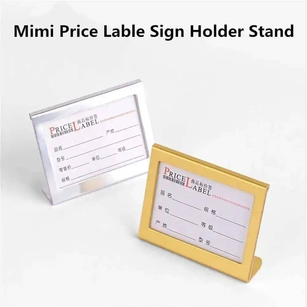 Espositore per supporto per cartello mini in alluminio a forma di L piccolo da 65 * 49 mm