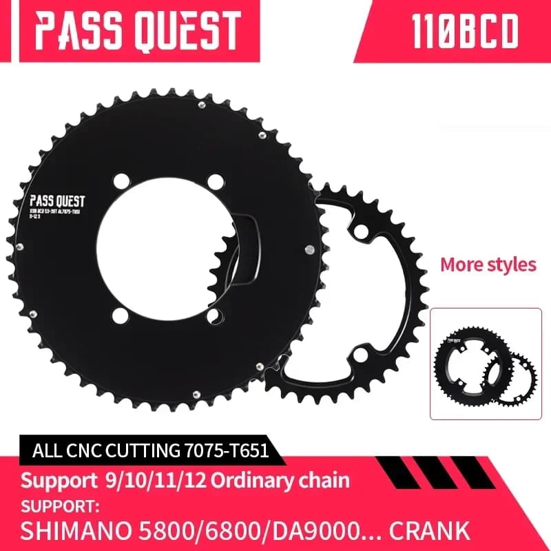 PASS QUEST 110 bcd Wrapped wheel crown for Shimano 105 5800 6800 DA9000 Road bike chain ring 48/35T 50/34T 52/36T 53/39T 54/40T