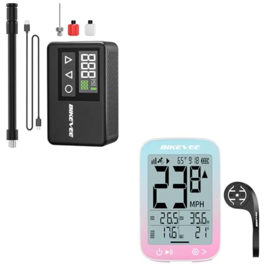 Ciclocomputer GPS Wireless con Tachimetro + Mini Pompa Elettrica per Bicicletta Nuova Versione