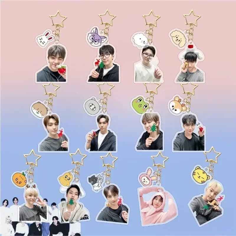 Cute SEVENTEENS Cartoon Printed Acrylic Keychain Delicate Hanging Fashion for Handbag Backpack Daily Decoration