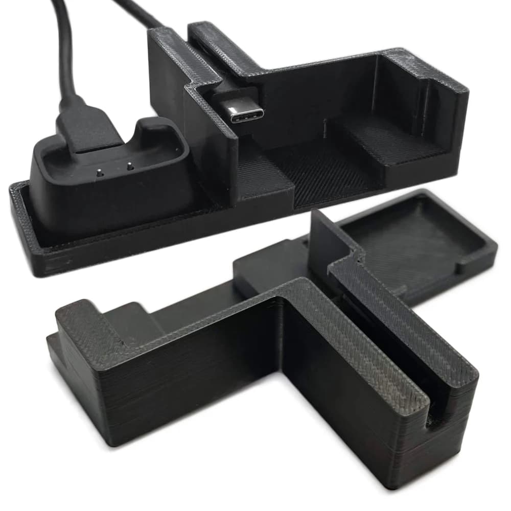 Supporto per Stazione di Ricarica DJI Mic Mini Stampato in 3D con Slot per Gestione Cavi per Ricevitore e Trasmettitore Nero