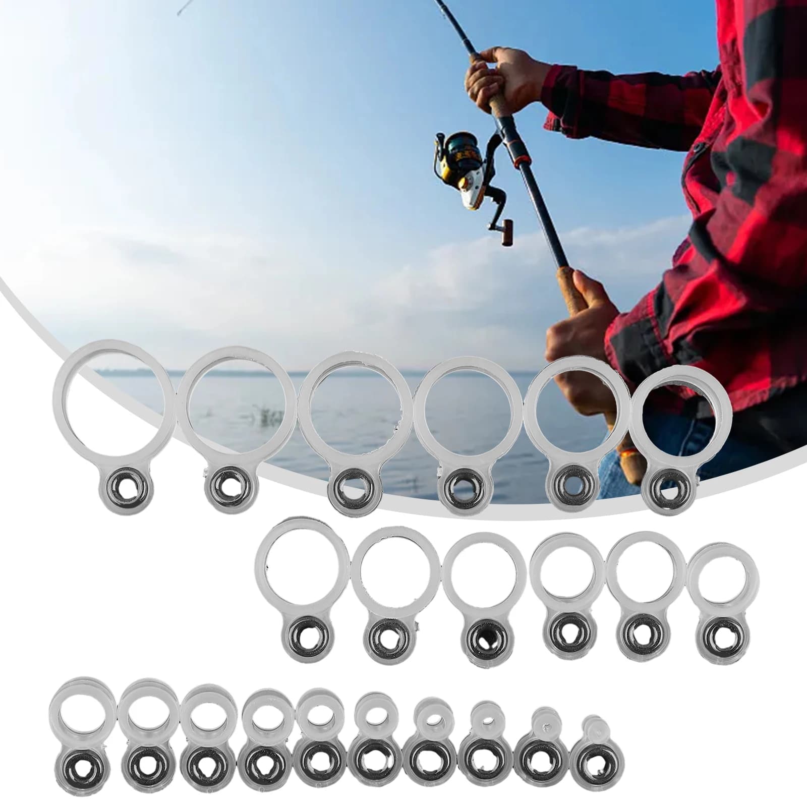 14/22 pezzi anelli guida per canna da pesca kit di riparazione punta filo in ceramica siliconica anello guida per canna da pesca accessori