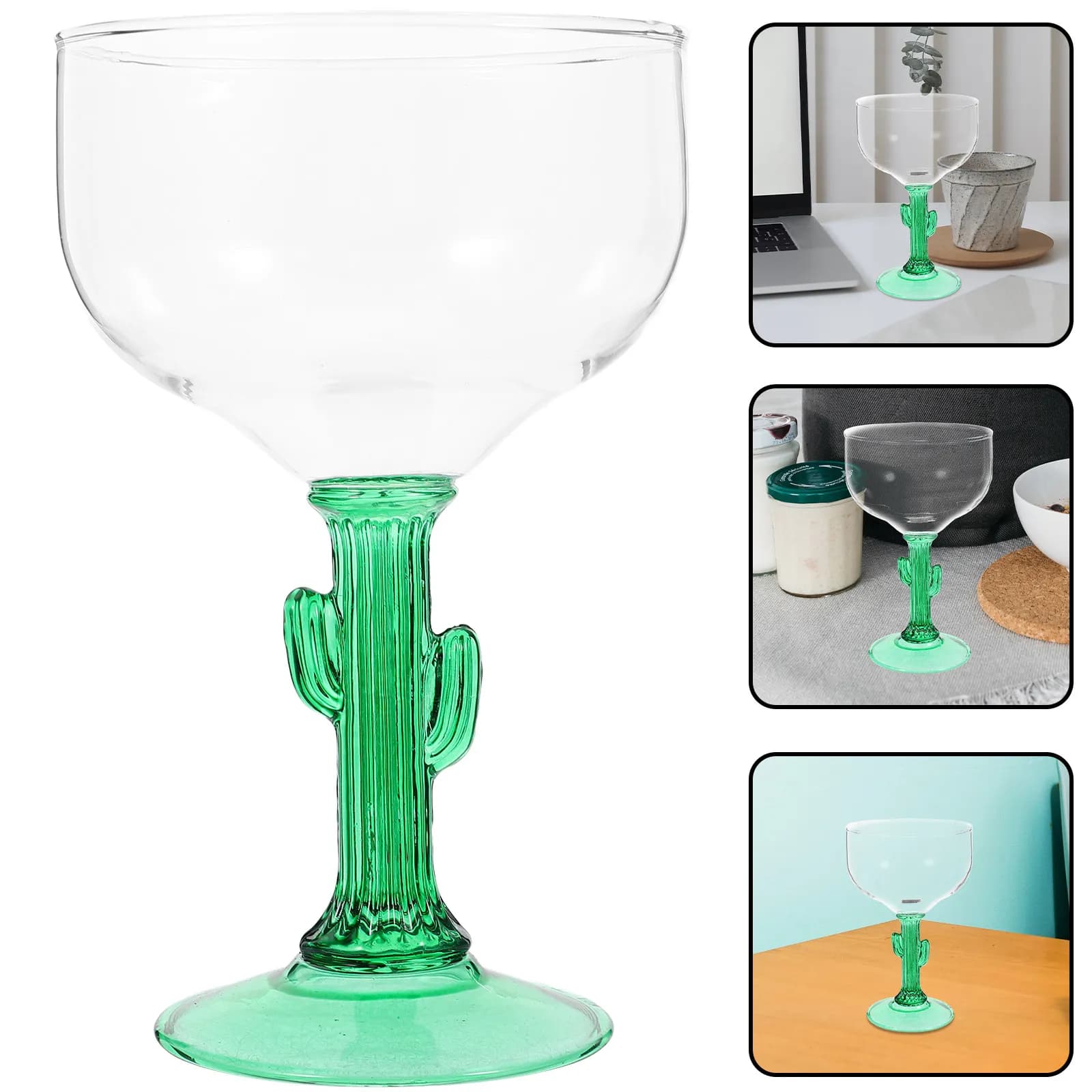 Bicchiere da Margarita a Forma di Cactus, Calice Creativo Trasparente per Vino, Elegante Bicchiere per Feste, Grazioso Calice per Bevande