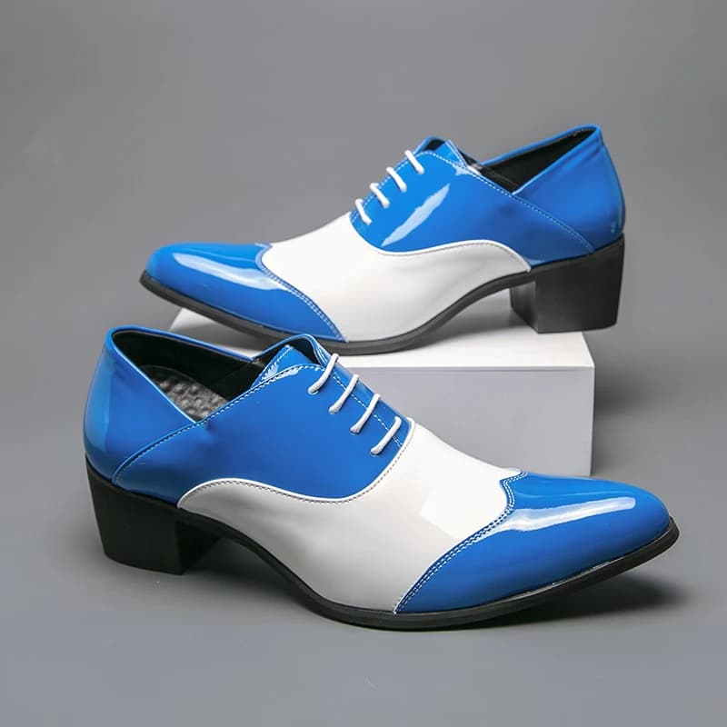 Nuove Scarpe Oxford Eleganti da Uomo con Punta Affusolata, Nere e Blu, per Matrimoni, Cerimonie e Occasioni Formali