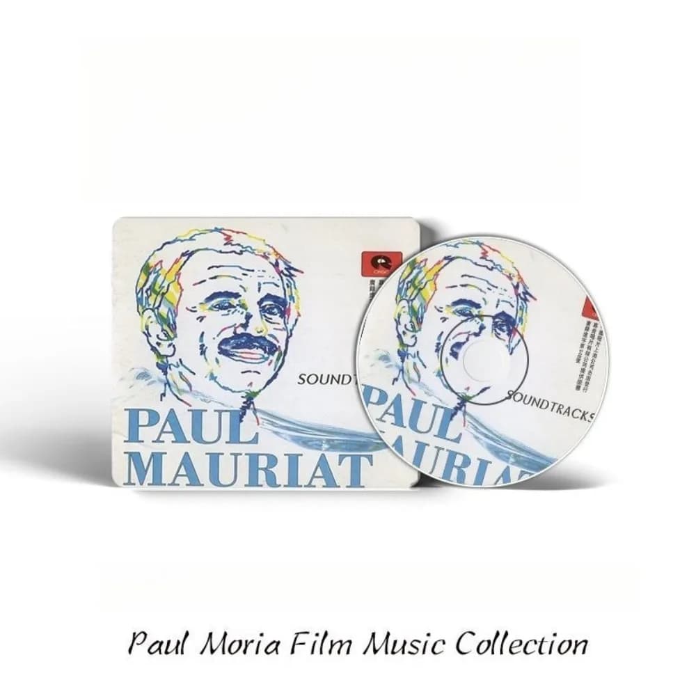 Collezione di musiche cinematografiche di Paul Mauriat, brani classiche, arrangiamenti strumentali, CD musicale.