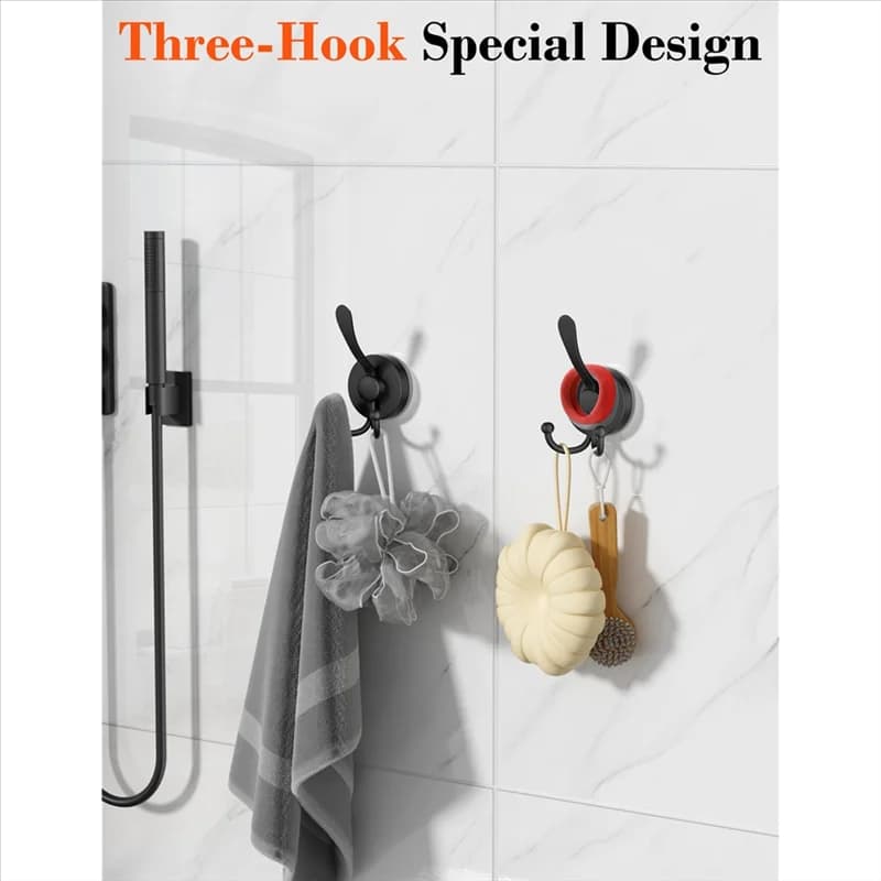 Ganci per doccia con ventosa HRBAJ-No Drill, ganci per asciugamani resistenti con potenza sottovuoto per parete del bagno, per uso interno della doccia