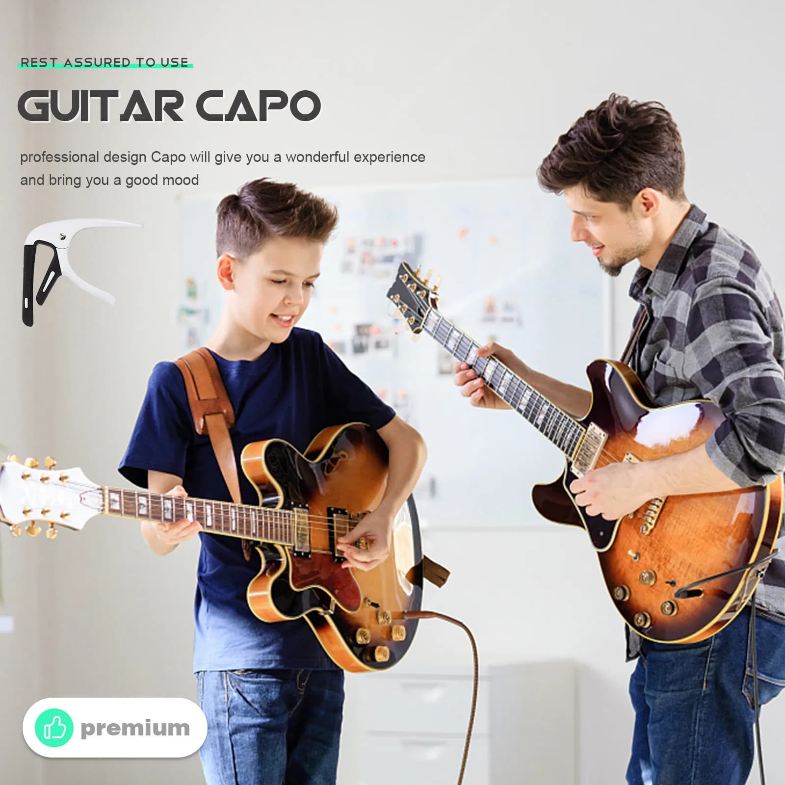 1Set Guitar Capo Multifunction Tone Modified Clamp Portable Exquisite Clamp for Folk Electric Acoustic Guitars with Picks Guitar