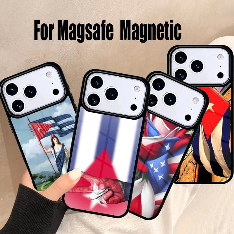 Cover Morbida per iPhone con Bandiera di Cuba, Compatibile con MagSafe Wireless, per iPhone 17 Air 16e 15 14 13 12 11 Pro Max Plus