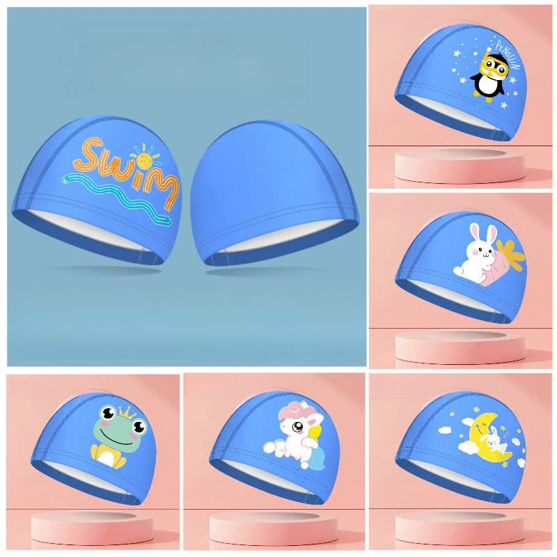 Kids PU Coated Swimming Head Boys and Girls Universal Swimming Head for Wide and Comfortable Cartoon without Head Cut Wholesale