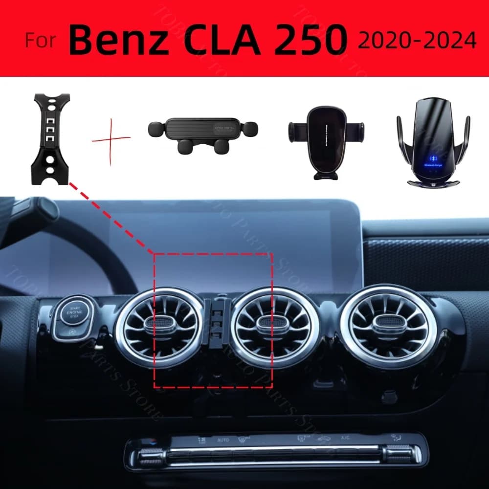 Supporto per Cellulare con Caricatore a Induzione per Mercedes Benz CLA 250 2020-2024, Base con Staffa Fissa Speciale, Accessori per Ricarica Wireless