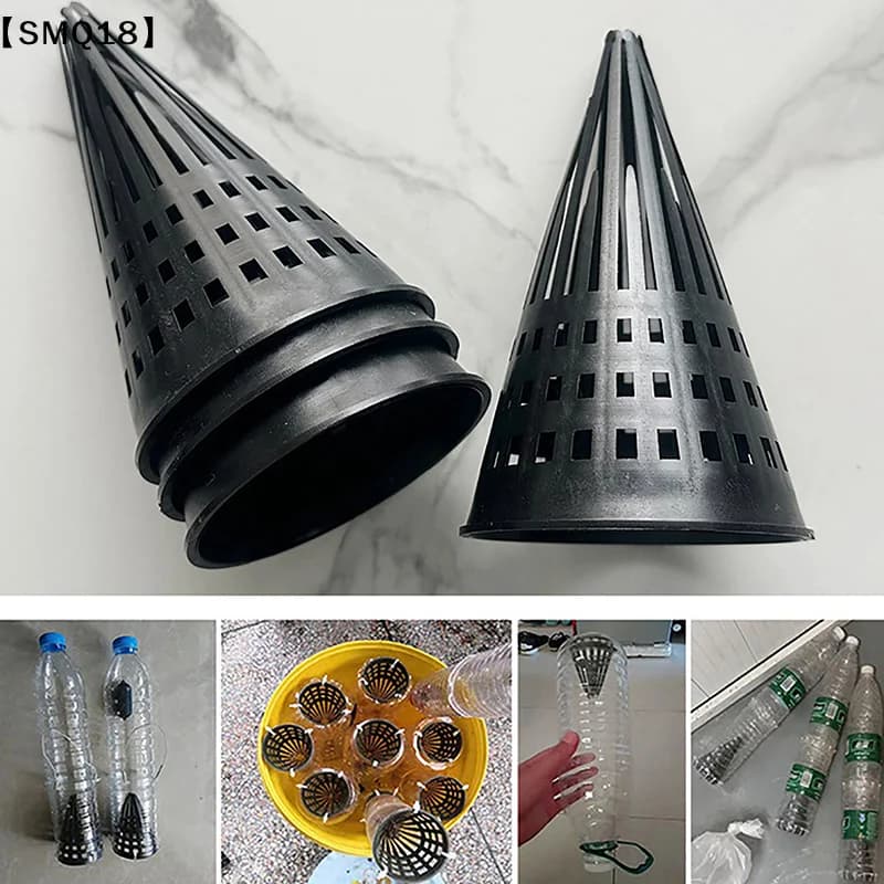 5Pcs Tapered Inlet Fishing Net Finless Eel Loach Trap Fishing Lid Durable Plastic Tackle Cage Black Fishing Accessories【SMQ】
