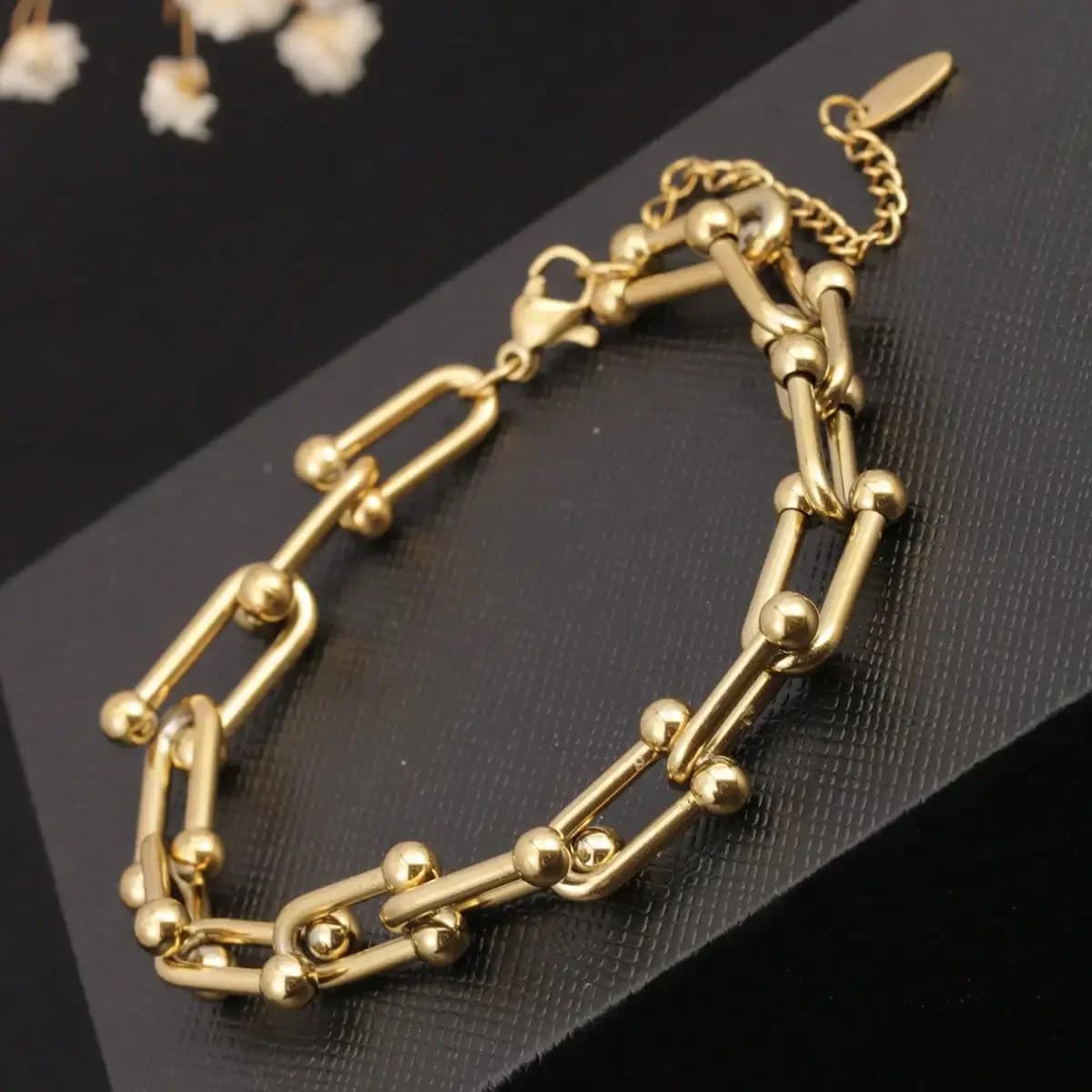1 pezzo Anello a ferro di cavallo a forma di U in acciaio inossidabile placcato oro 18K, accessori da donna, stile Hip-Hop, adatto per l'uso quotidiano, regalo per lei