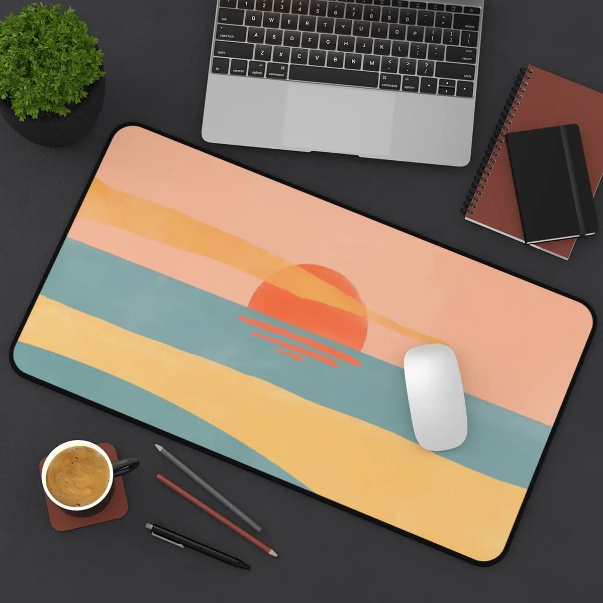 Tappetino da scrivania astratto al tramonto, tappetino da scrivania per computer carino, tappetino per tastiera, decorazione per ufficio, regalo per coppie, tappetino per mouse carino, accessori da gioco