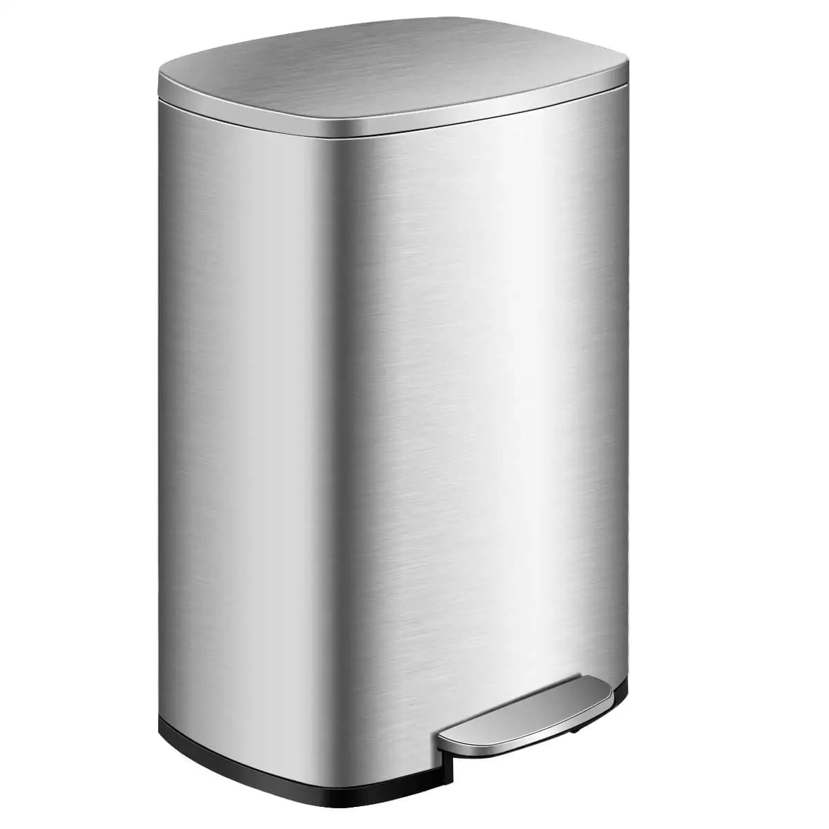 Pattumiera da cucina da 50 L (13,2 galloni), senza contatto, anti-impronta, con chiusura ammortizzata e funzione Stay Open, a pedale, personalizzabile