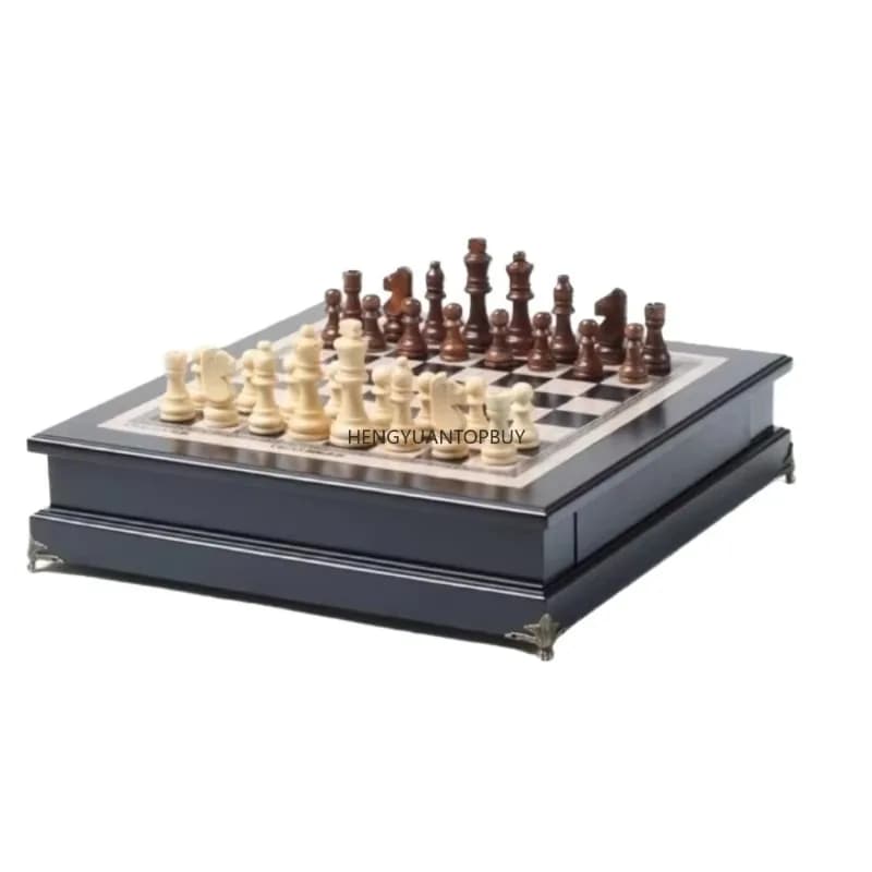 High-end solid wood adult chess set en's large convex window sill acrylic small outdoor game board elegant ornament