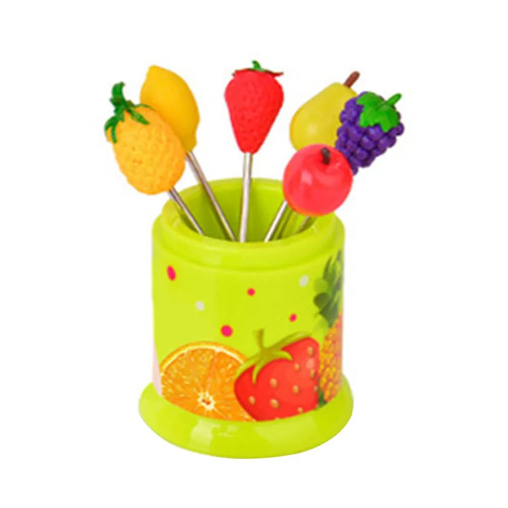 Set di 6 forchette per frutta in acciaio inossidabile, design carino, per dessert, snack, spiedini riutilizzabili per feste, spiedini per lunchbox, utensili da cucina e bar.
