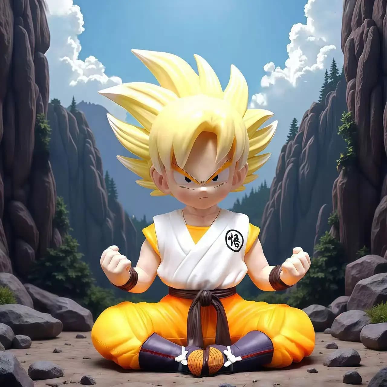 Anime Dragon Ball Figura Super Saiyan Postura seduta Son Goku Action Figures Statua in PVC Modello da collezione Giocattoli Decorazione regalo