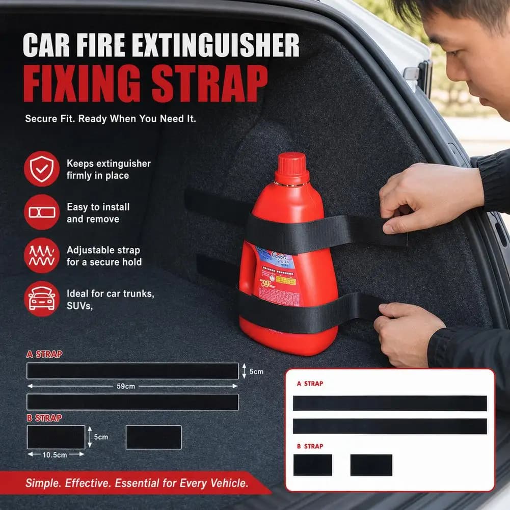 Car Fire Extinguisher Securing Strap Fire Extinguisher Fixing Strap Universal Storage Bracket Velcro Strip Auto Parts Accessorie