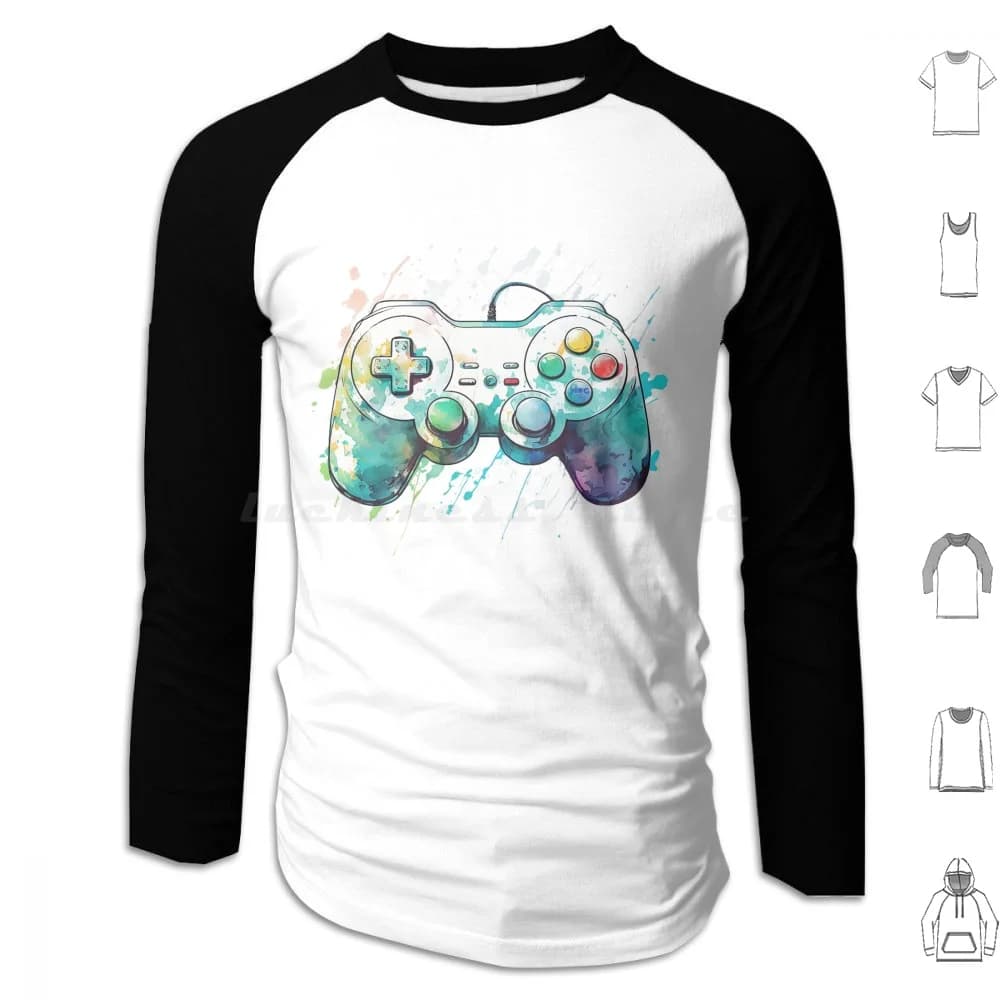 Felpe con cappuccio Joystick acquerello Joystick a maniche lunghe Controller di gioco Controller di gioco Game Stick Console Videogioco