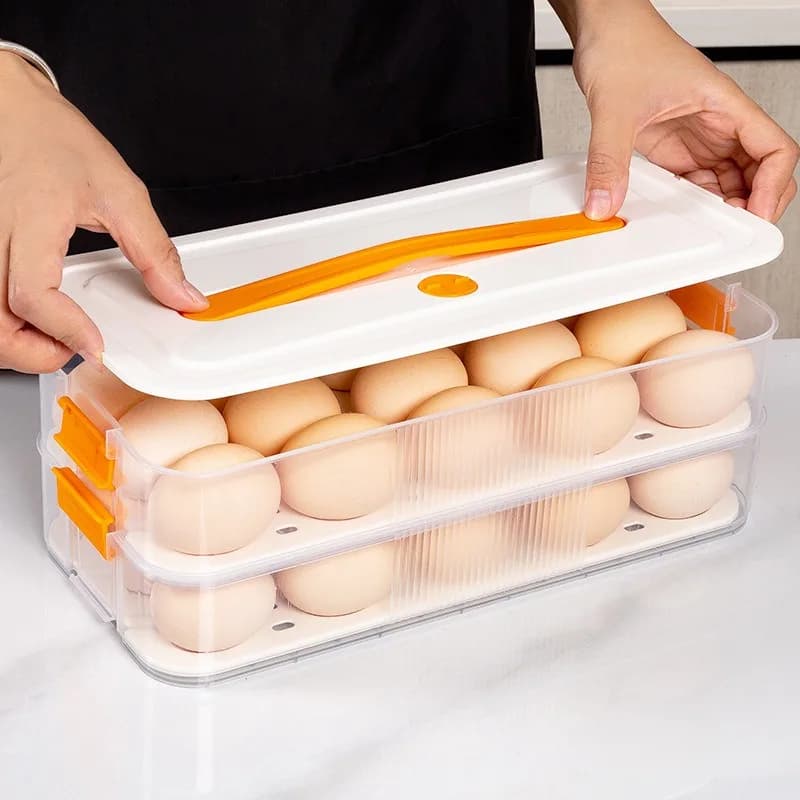 Organizzatore per frigorifero 3 in 1: portauova + scatola per gnocchi + conservazione degli alimenti congelati - Contenitore impilabile per uso alimentare con coperchi sicuri