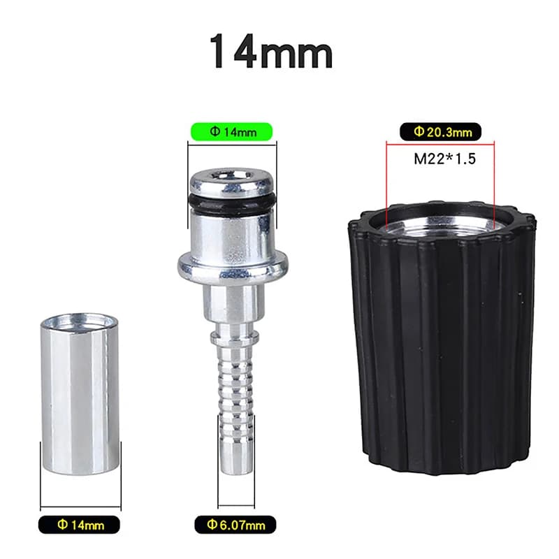 Raccordi per inserti per tubi flessibili per idropulitrice ad alta pressione D14 D15mm Anello dado M22 Rondella per auto Tubo per pulizia acqua Raccordo per tubi Connettore twist
