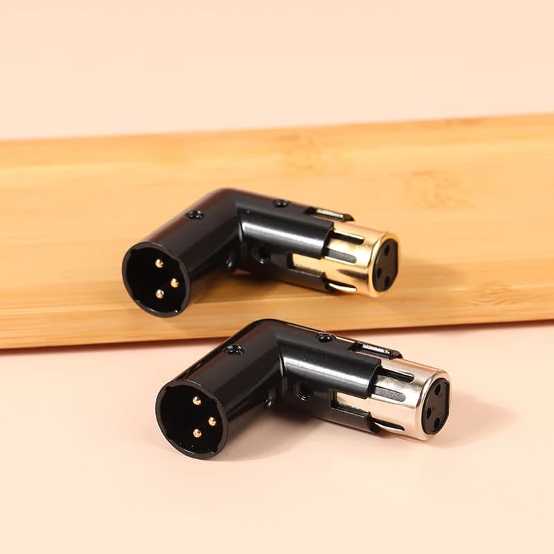 Adattatore audio da 1 pezzo Spina regolabile da maschio a femmina Connettore XLR ad angolo retto Adattatore in metallo 3 pin Nero (Adattatore XLR da 90 gradi)