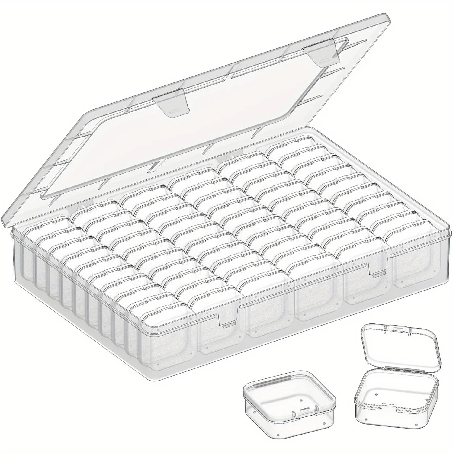 Beads organizer box, set of 61 pieces beads organizer boxes, large capacity transparent small beads organizer and plastic enclosures with label