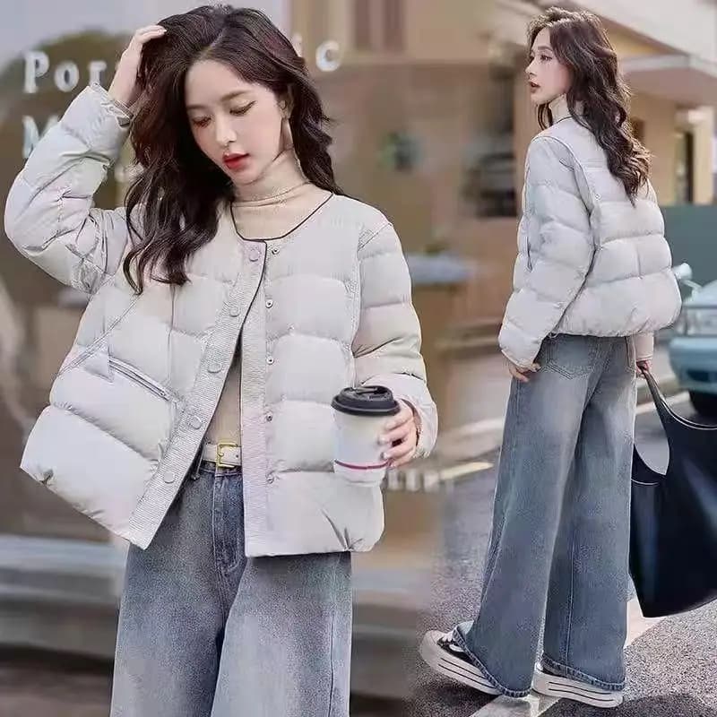 Giacca Corta da Donna alla Moda, Leggera, in Piuma d'Oca, Calda e Snellente, Nuovo Stile Autunno-Inverno, Stile Coreano per il Pendolarismo