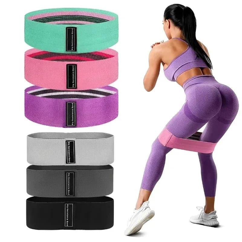 3 pieces of fabric resistance bands for hip loot flute thigh training elastic squat circle stretch strips fitness rings gym equipment for yoga